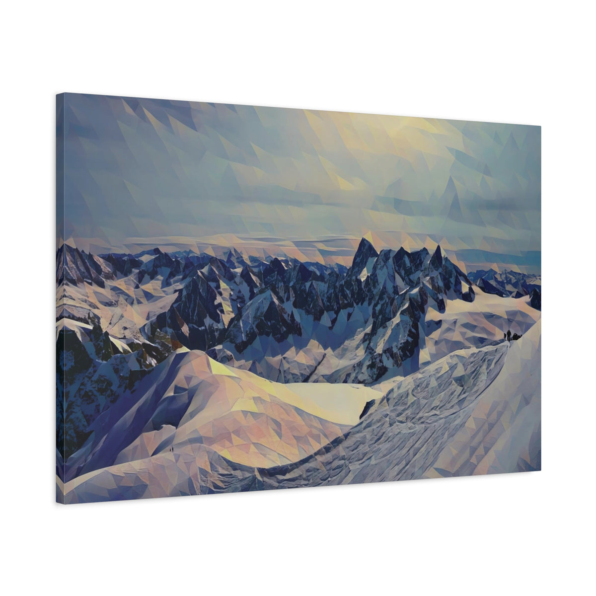 Stretched Matte Canvas - Poly Art - View from Mont Blanc (Variant 2)