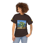 Unisex Heavy Cotton Tee - Dieffenbachia Plant and Sea landscape
