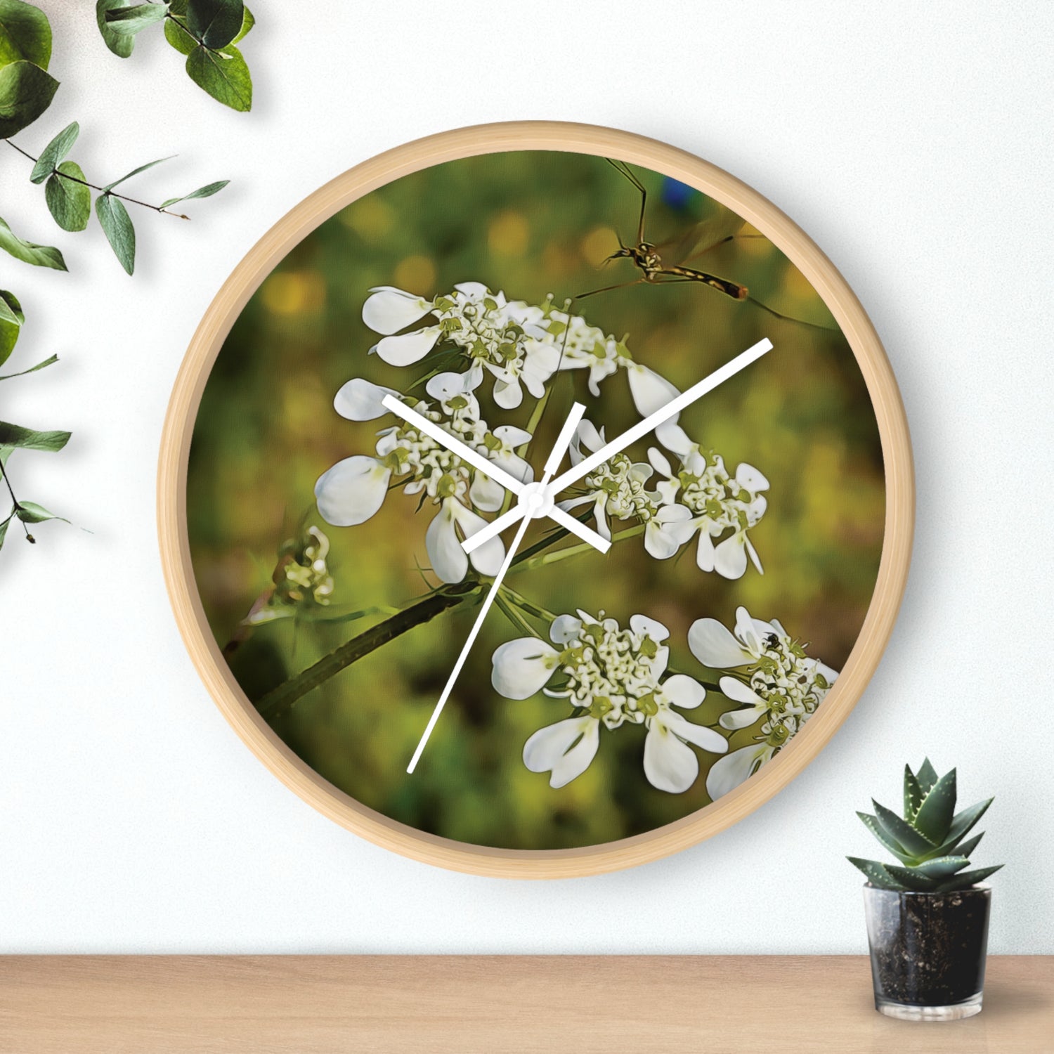 Wall Clock - Flower with a small insect