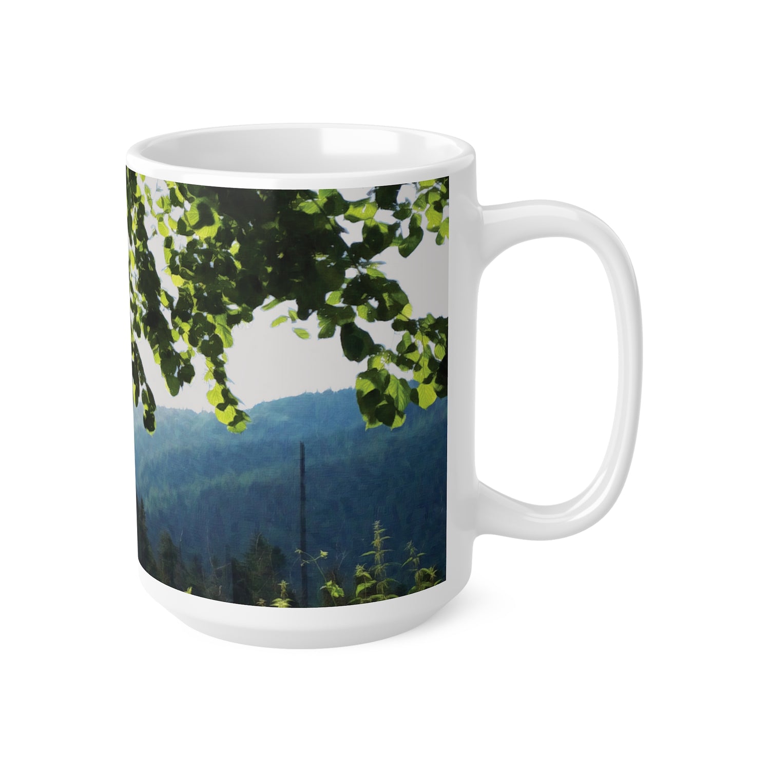 Ceramic White Cup 15oz - Forest