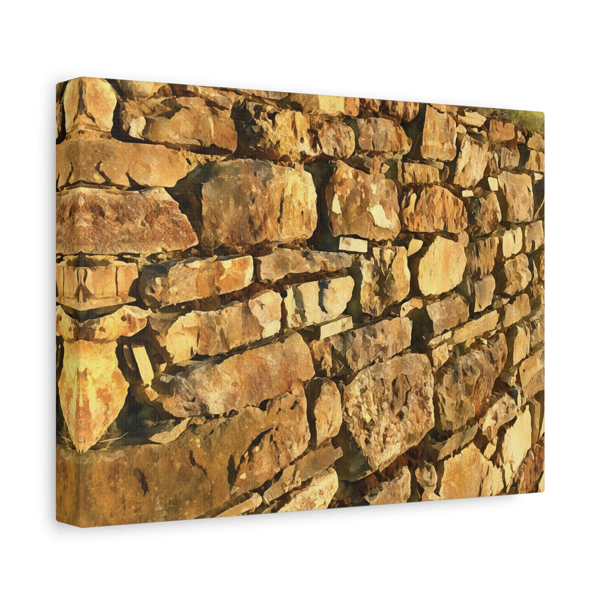 Stretched Matte Canvas - Stone Wall at Sunset