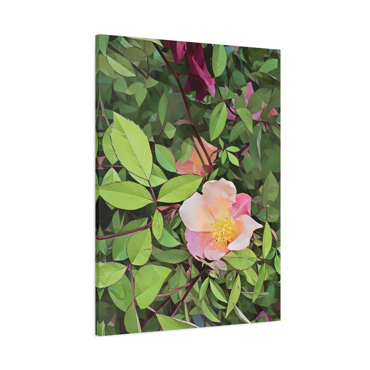 Stretched Matte Canvas - Poly Art - Flower of Rose (Variant 1)