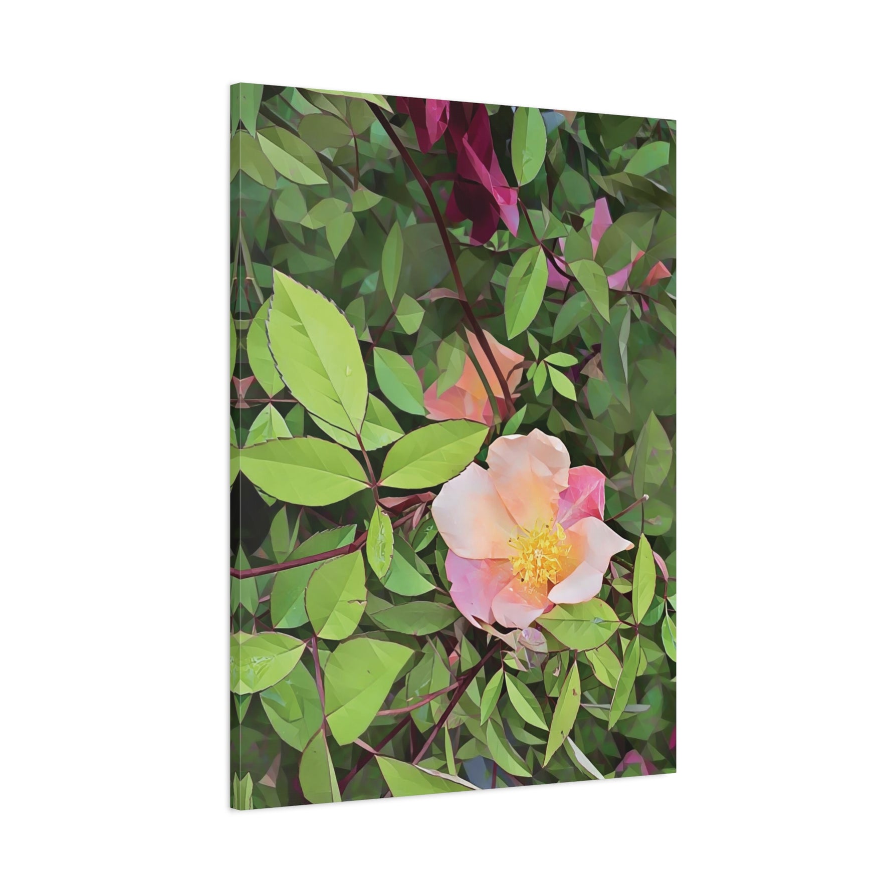 Stretched Matte Canvas - Poly Art - Flower of Rose (Variant 1)