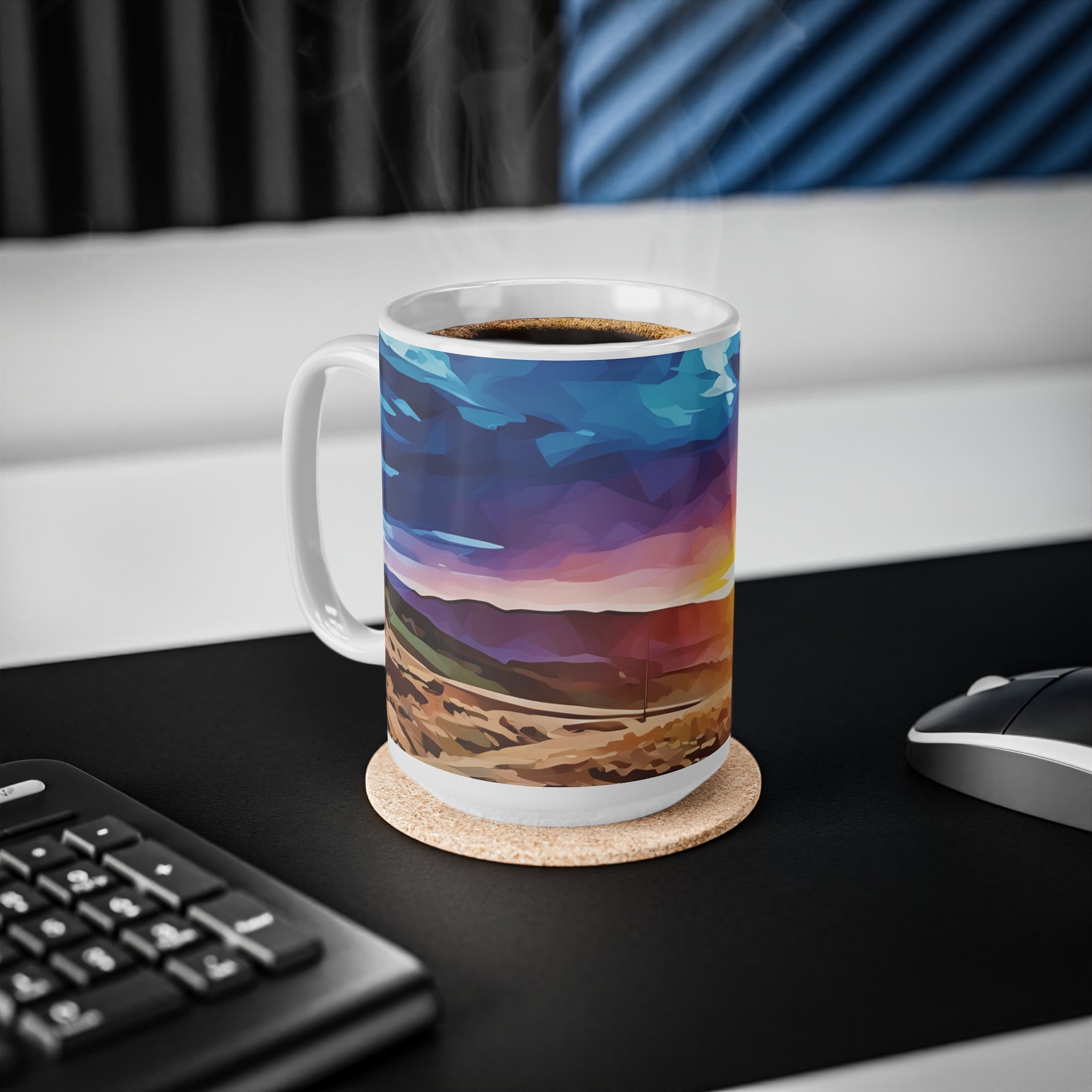 Ceramic White Cup 15oz - Poly Art - Tuscan Landscape (Variant 2)