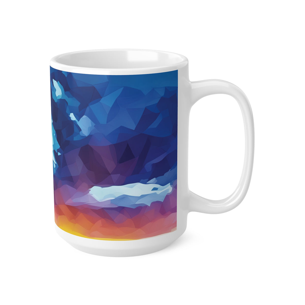 Ceramic White Cup 15oz - Poly Art - Sunset Sky (Variant 2)