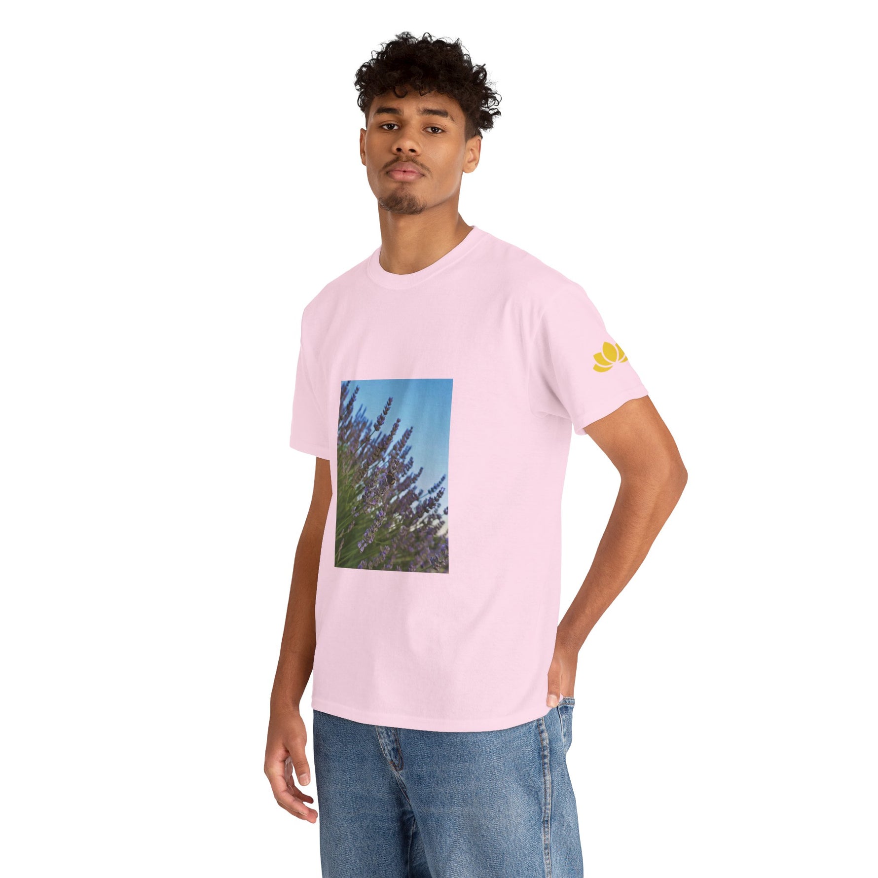 Unisex Heavy Cotton Tee - Flower of Lavender with Bombus