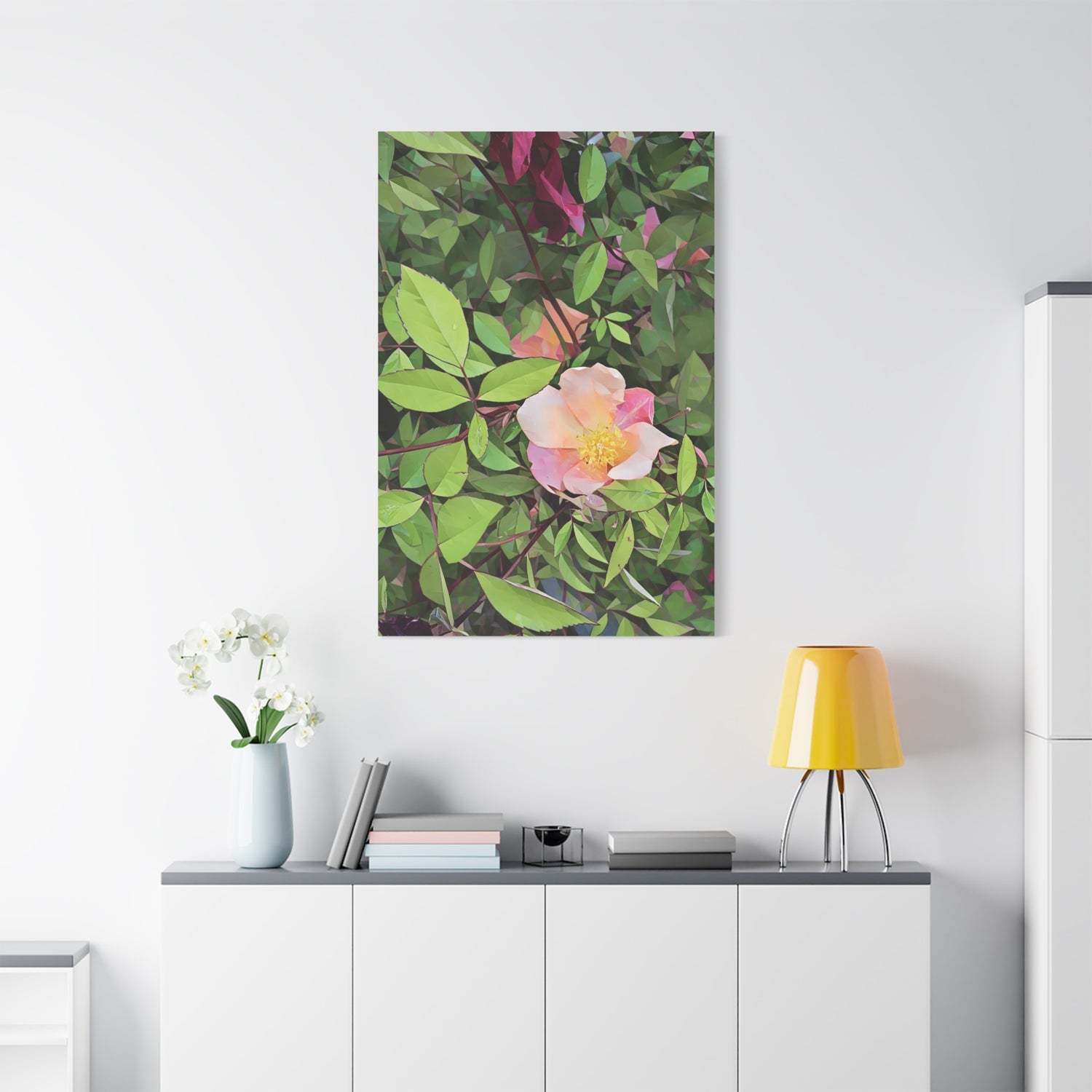 Stretched Matte Canvas - Poly Art - Flower of Rose (Variant 1)