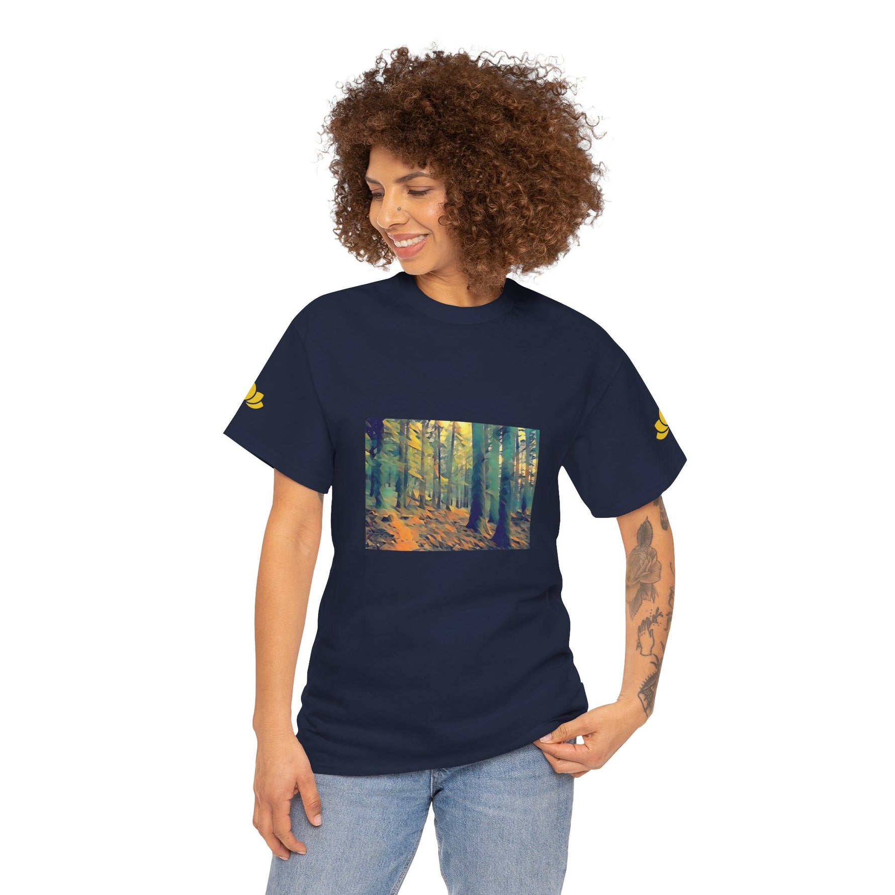 Unisex Heavy Cotton Tee - Poly Art - Forest, a Path (Variant 1)
