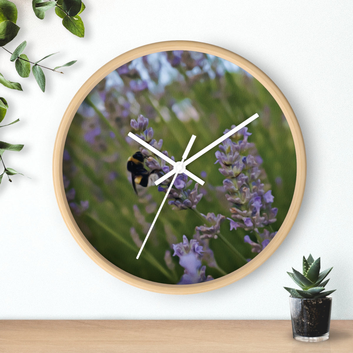 Wall Clock - Flower of Lavender with Bombus Insect (Variant 2)