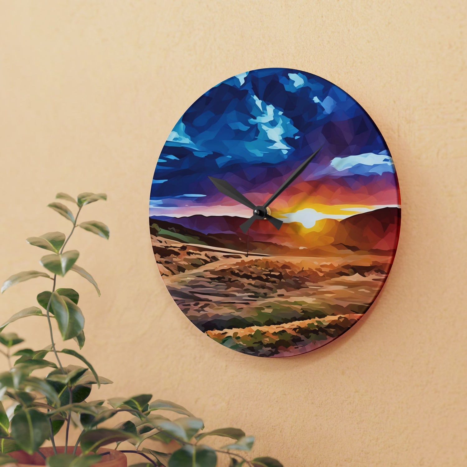 Acrylic Wall Clock - Poly Art - Tuscan Landscape (Variant 2)