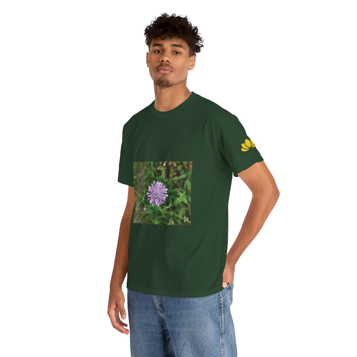 Unisex Heavy Cotton Tee - Flower of Knautia Integrifolia (Ambretta Annuale)