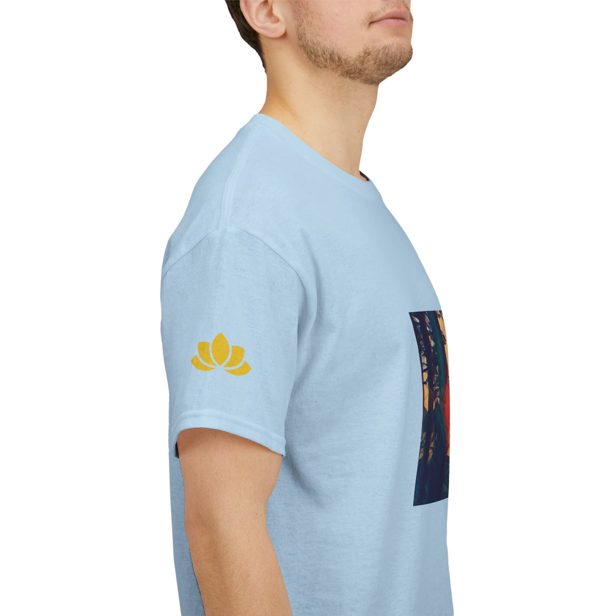 Unisex Heavy Cotton Tee - Poly Art - Forest Sunset (Variant 2)