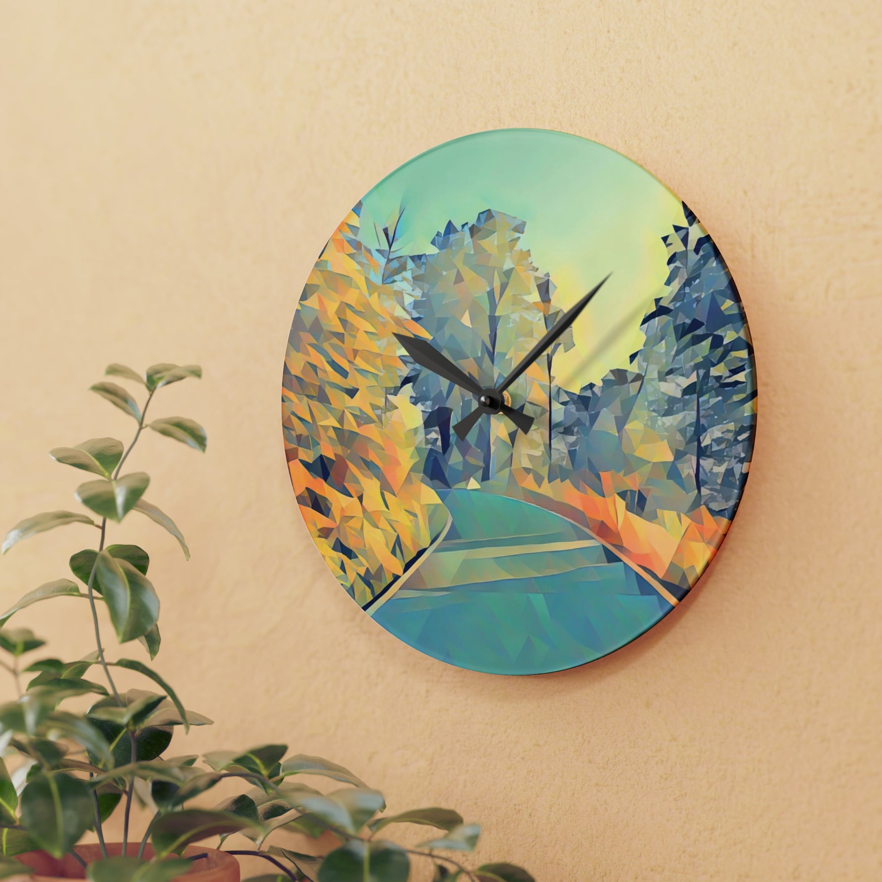 Acrylic Wall Clock - Poly Art - Forest (Variant 06)