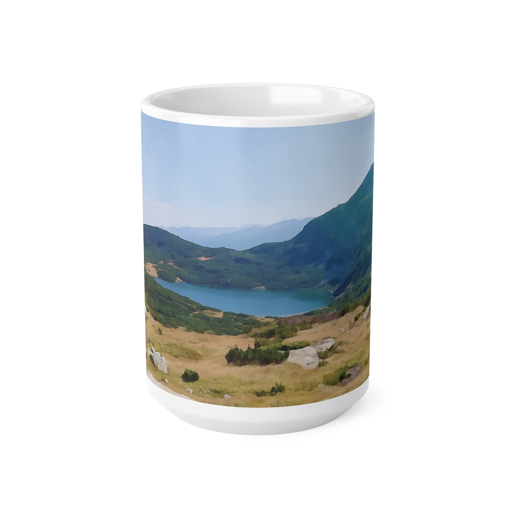Ceramic White Cup 15oz - Rila Lakes, Bulgaria (Variant 3)