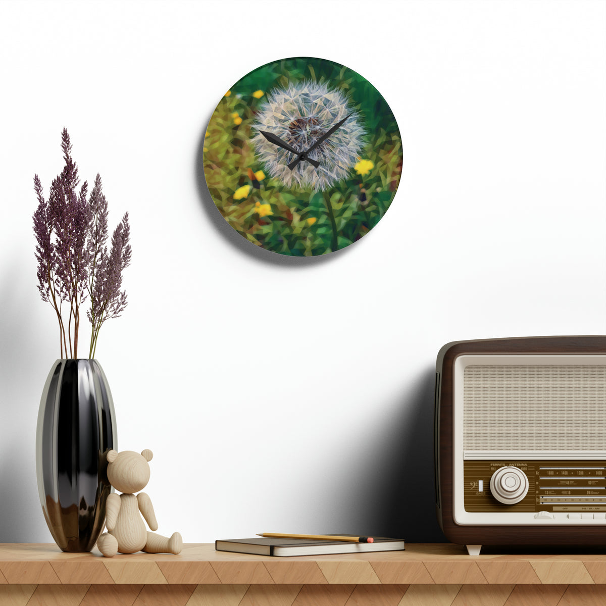 Acrylic Wall Clock - Poly Art - Flower of Dandelion (Variant 2)