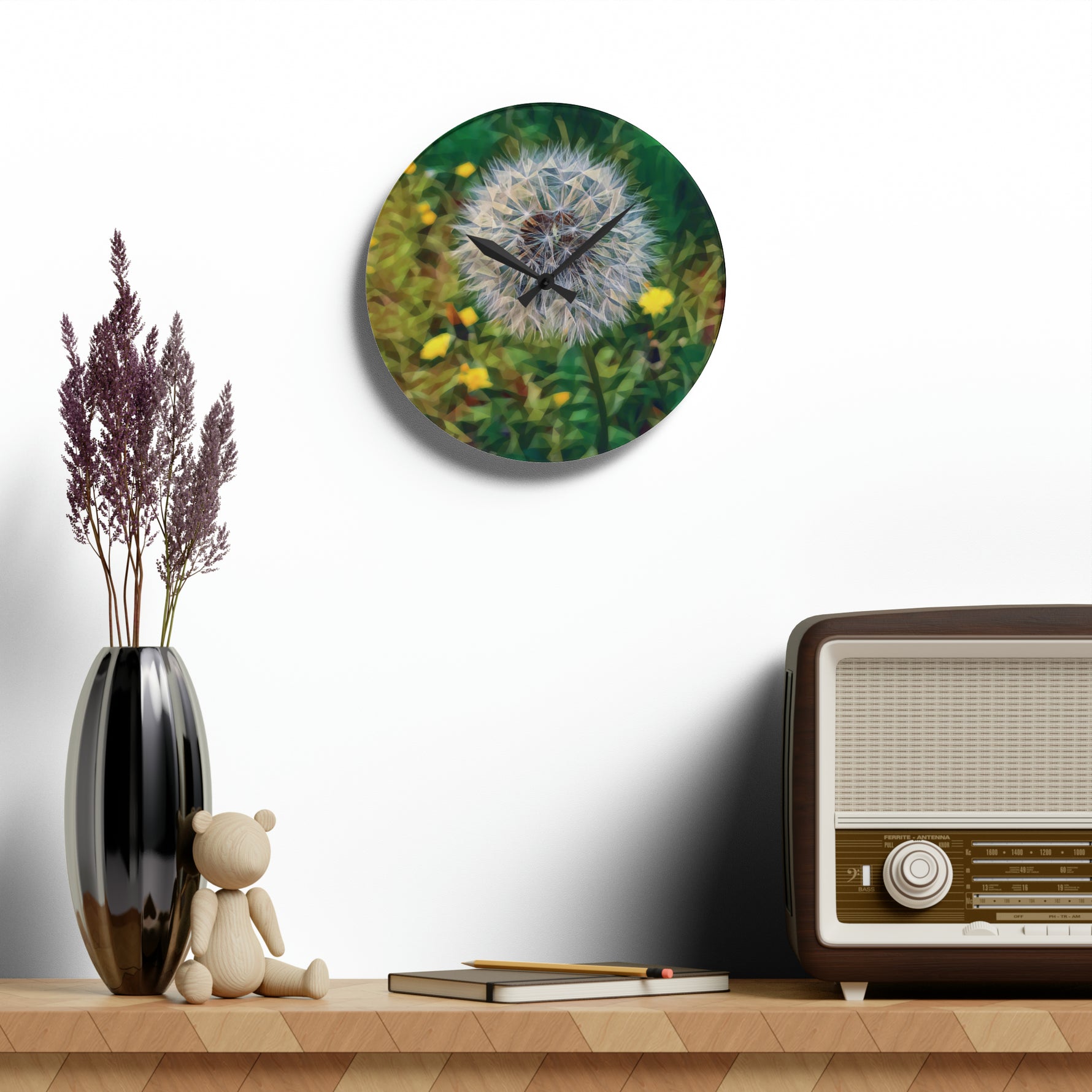 Acrylic Wall Clock - Poly Art - Flower of Dandelion (Variant 2)