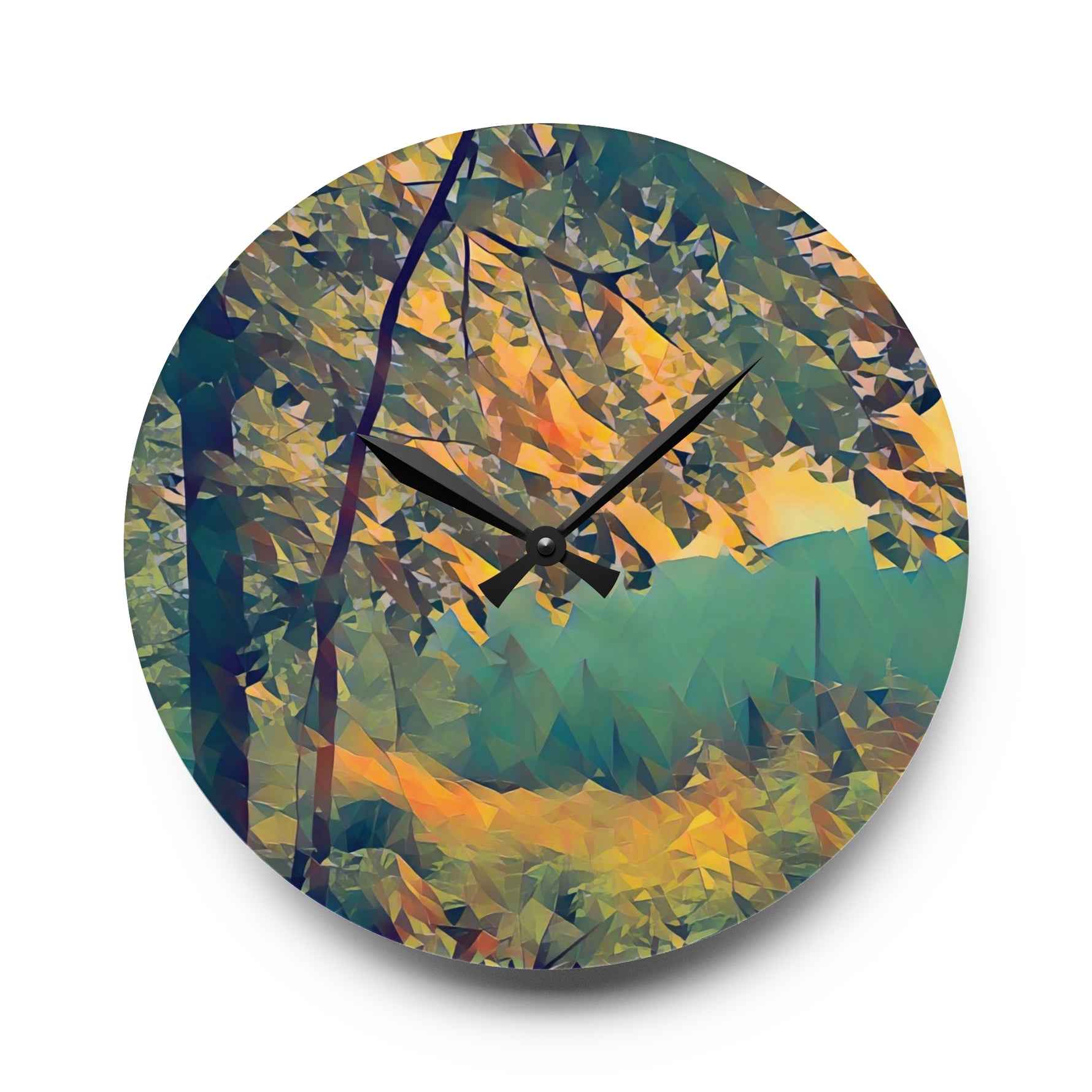 Acrylic Wall Clock - Poly Art - Forest (Variant 05)