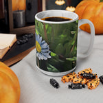 Ceramic White Cup 15oz - Poly Art - Flower of Daisies (Variant 4)