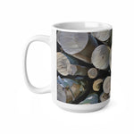 Ceramic White Cup 15oz - Poly Art - Wooden Trunks (Variant 2)