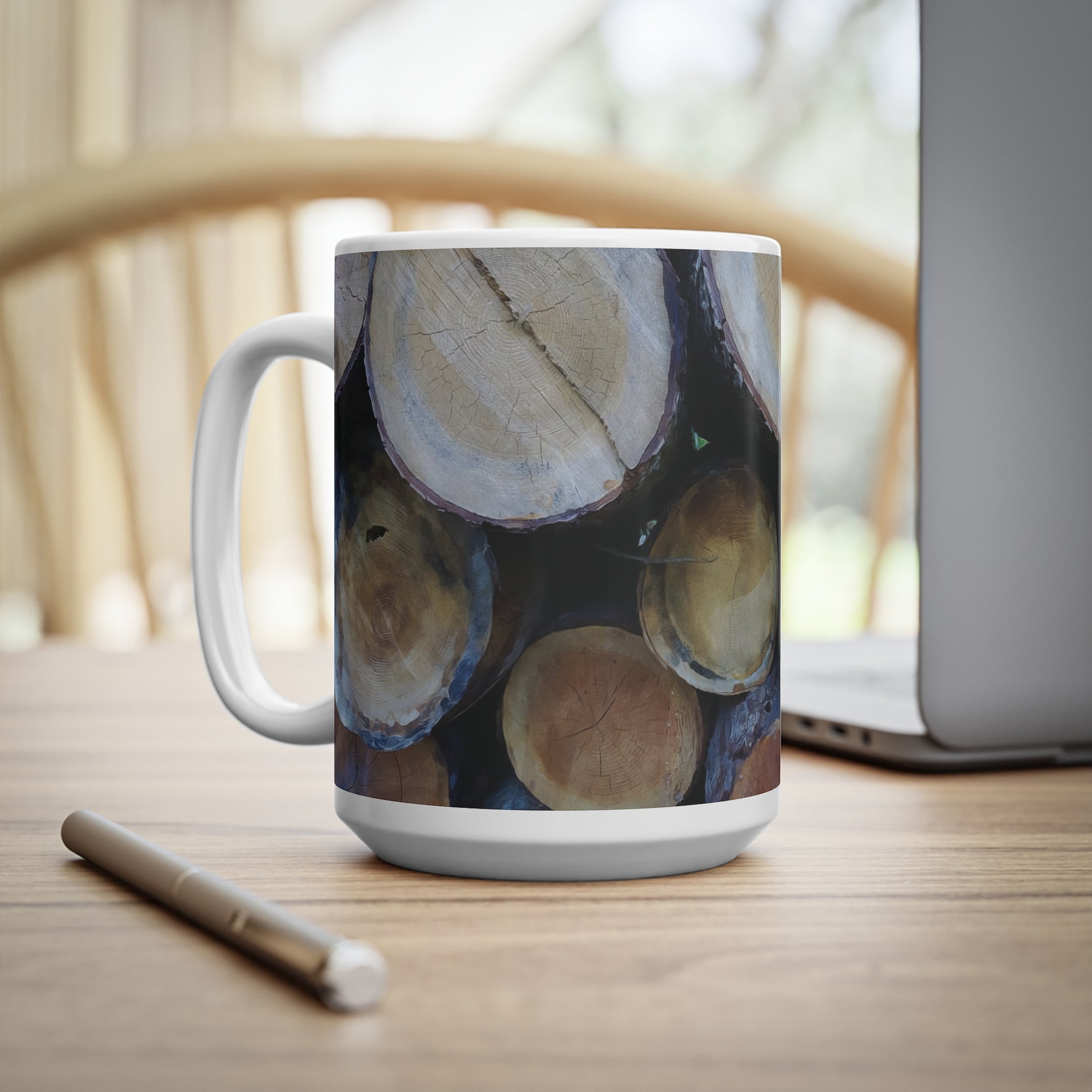 Ceramic White Cup 15oz - Wooden Trunks (Variant 2)