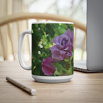 Ceramic White Cup 15oz - Flower of Rose, small bouquet