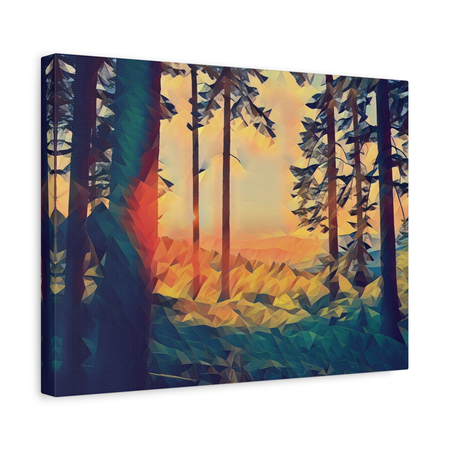 Stretched Matte Canvas - Poly Art - Forest Sunset (Variant 2)