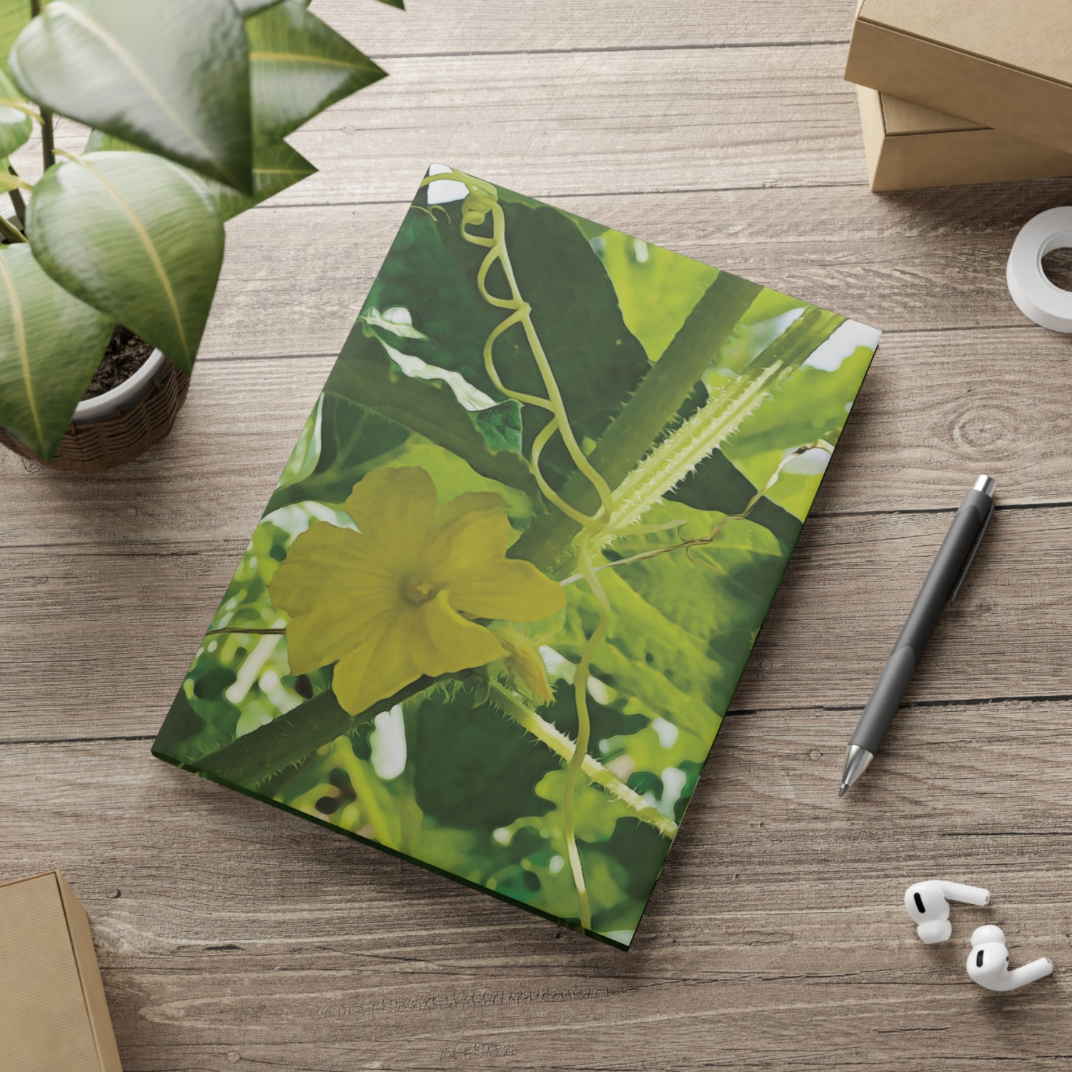 Hardcover Notebook with Puffy Covers - Flower of Cucumber