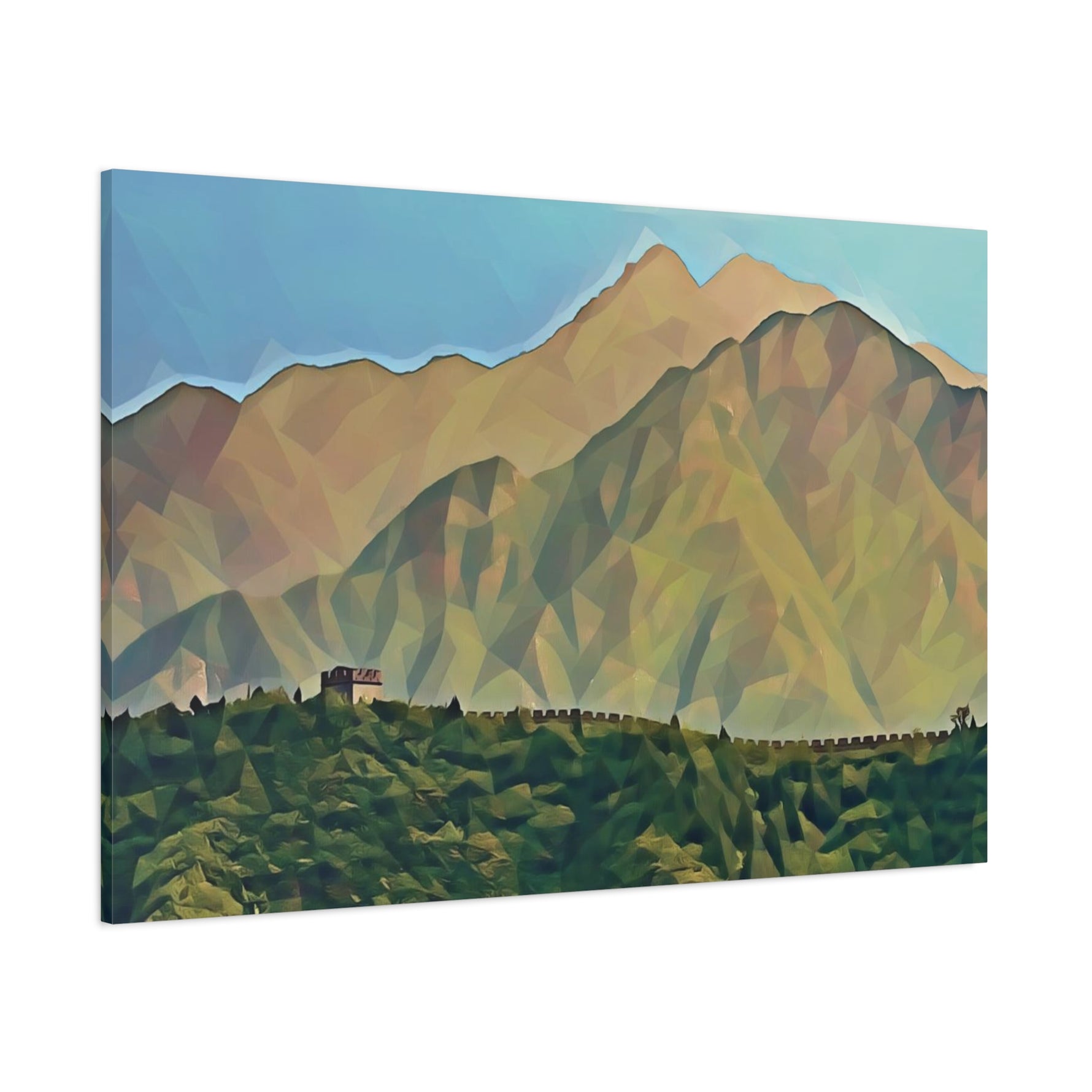 Stretched Matte Canvas - Poly Art - China's Great Wall (Variant 1)