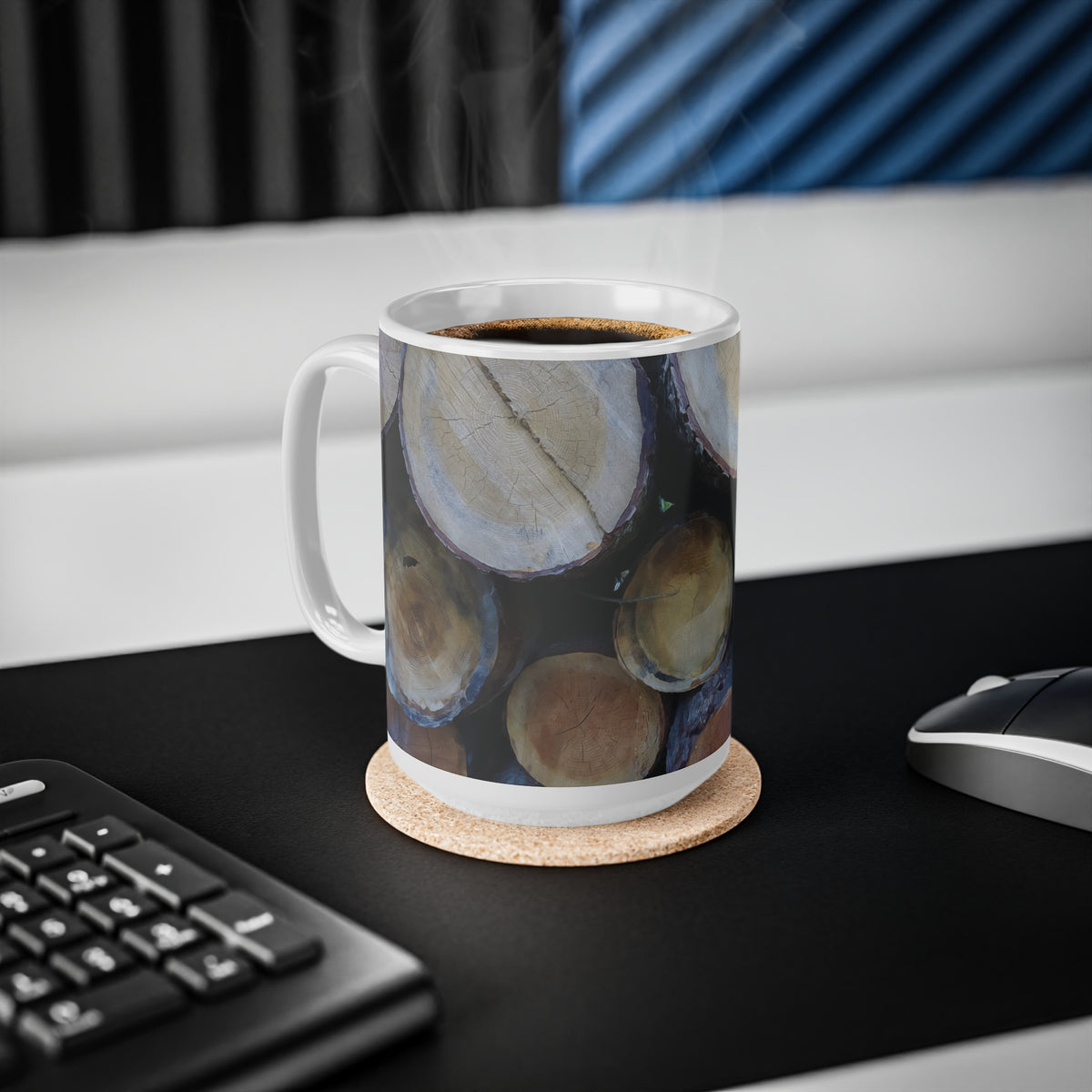 Ceramic White Cup 15oz - Wooden Trunks (Variant 2)