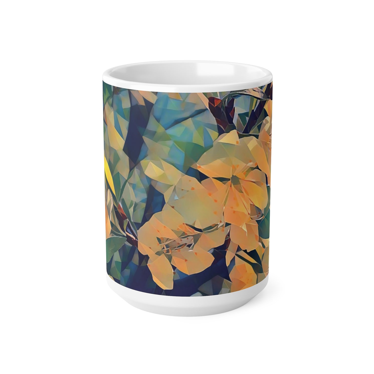 Ceramic White Cup 15oz - Poly Art - Apples' Tree Flower (Variant 2)