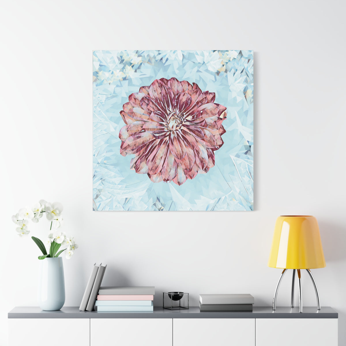 Stretched Matte Canvas - Poly Art - Flower of Dahlia (Variant 2)