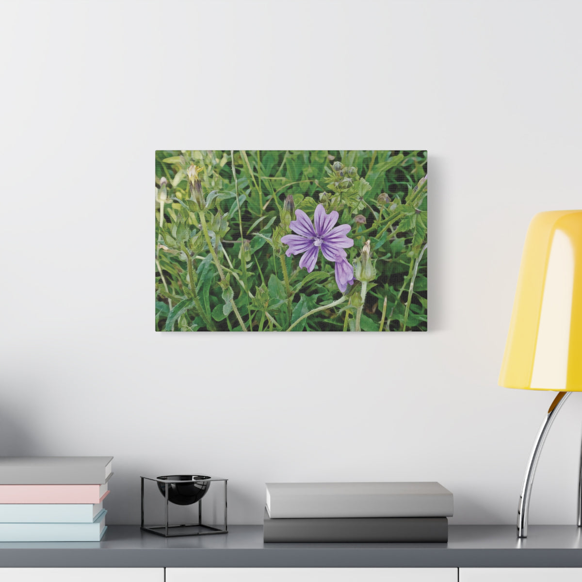Stretched Matte Canvas - Flower of Malva Sylvestris
