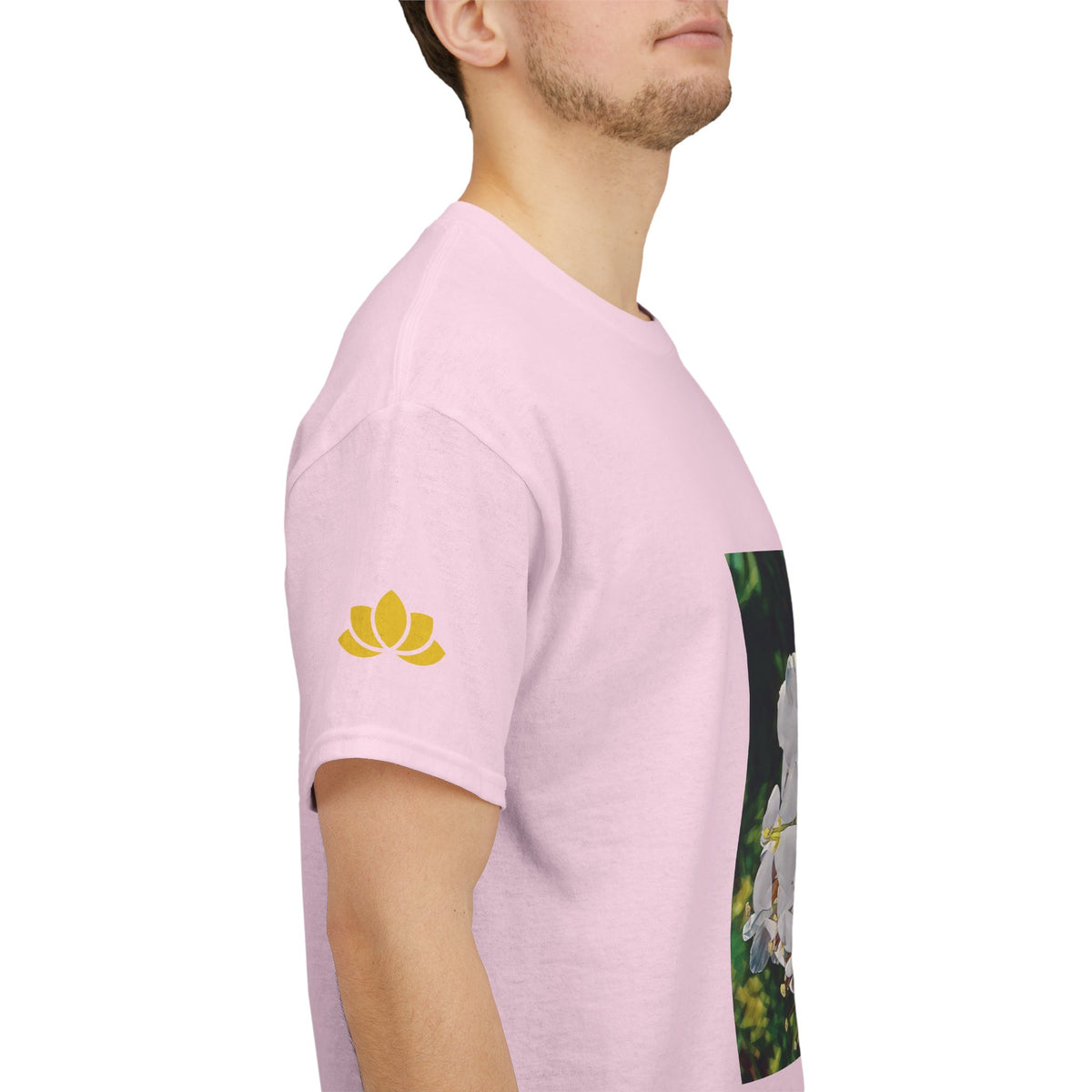 Unisex Heavy Cotton Tee - Poly Art - Flower, White