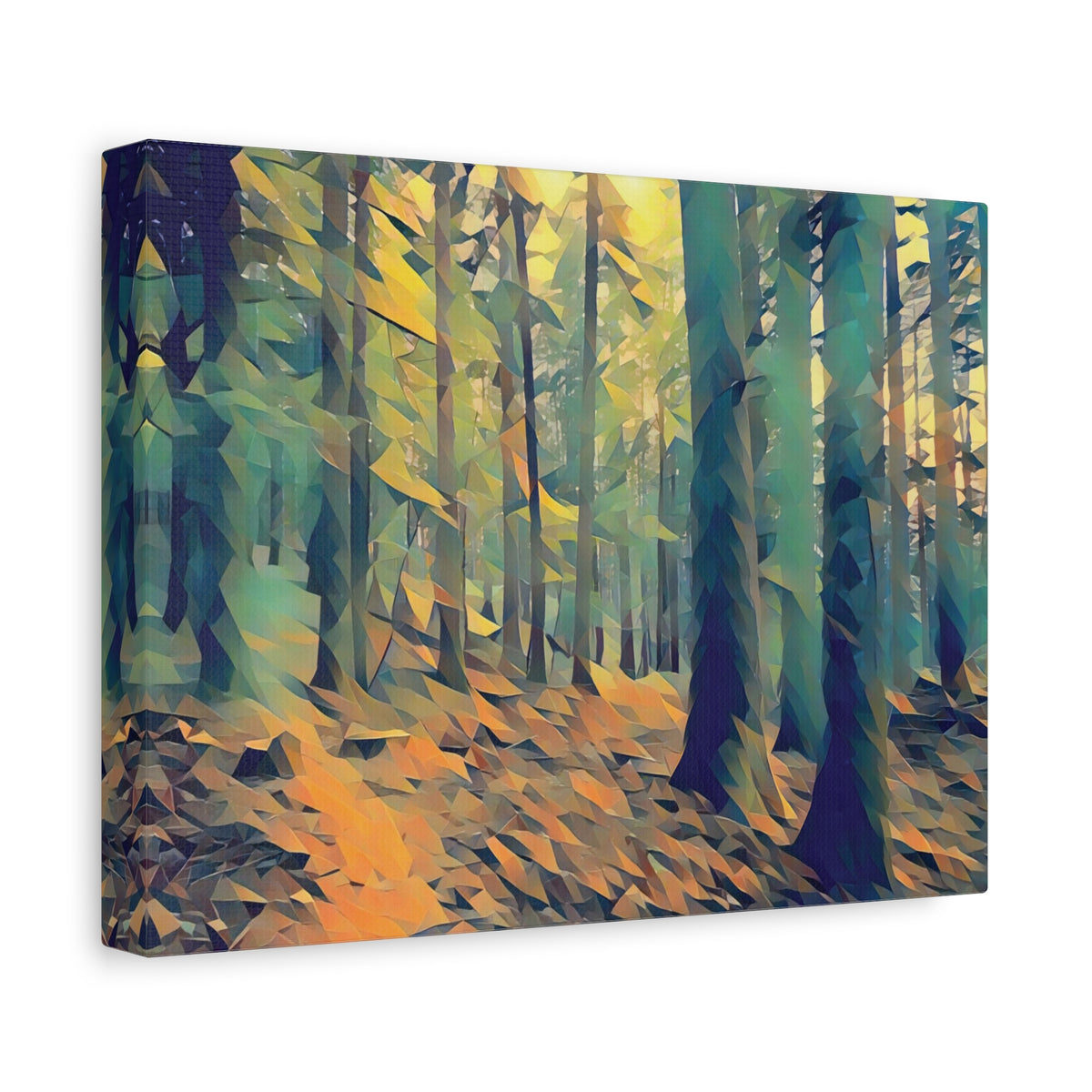 Stretched Matte Canvas - Poly Art - Forest, a Path (Variant 1)