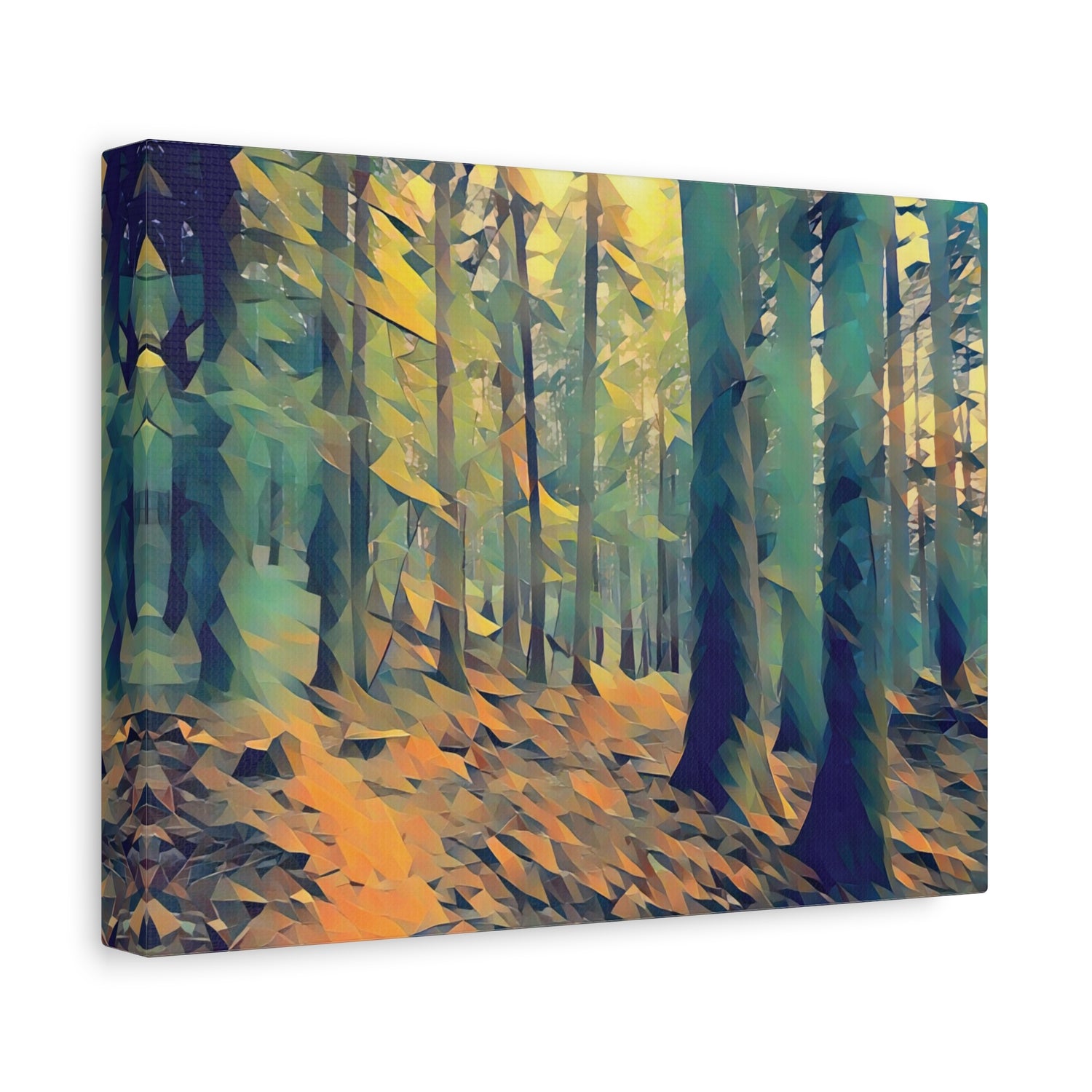 Stretched Matte Canvas - Poly Art - Forest, a Path (Variant 1)