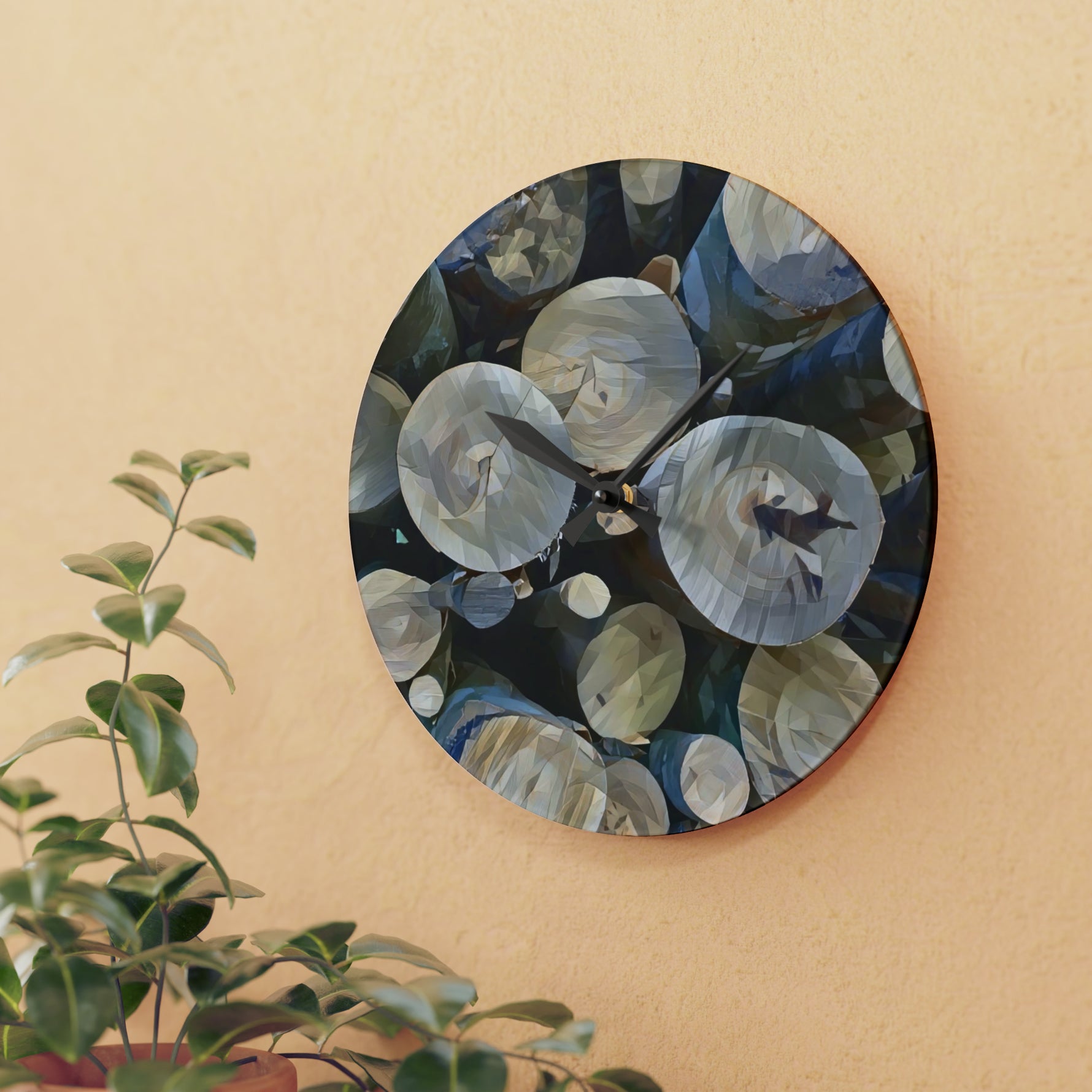 Acrylic Wall Clock - Poly Art - Wooden Trunks (Variant 6)