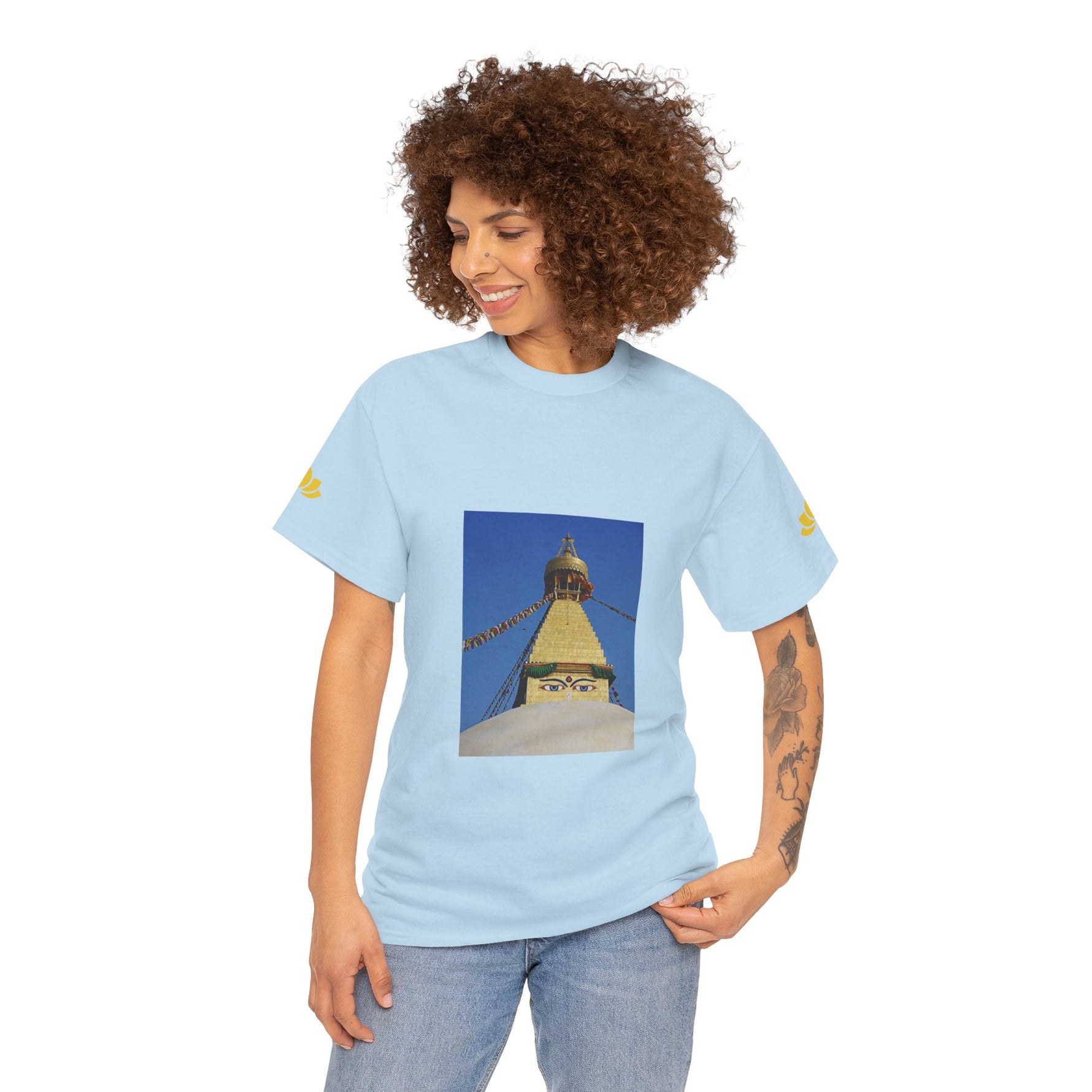 Unisex Heavy Cotton Tee - Nepal, Buddha's Eyes (Variant 1)