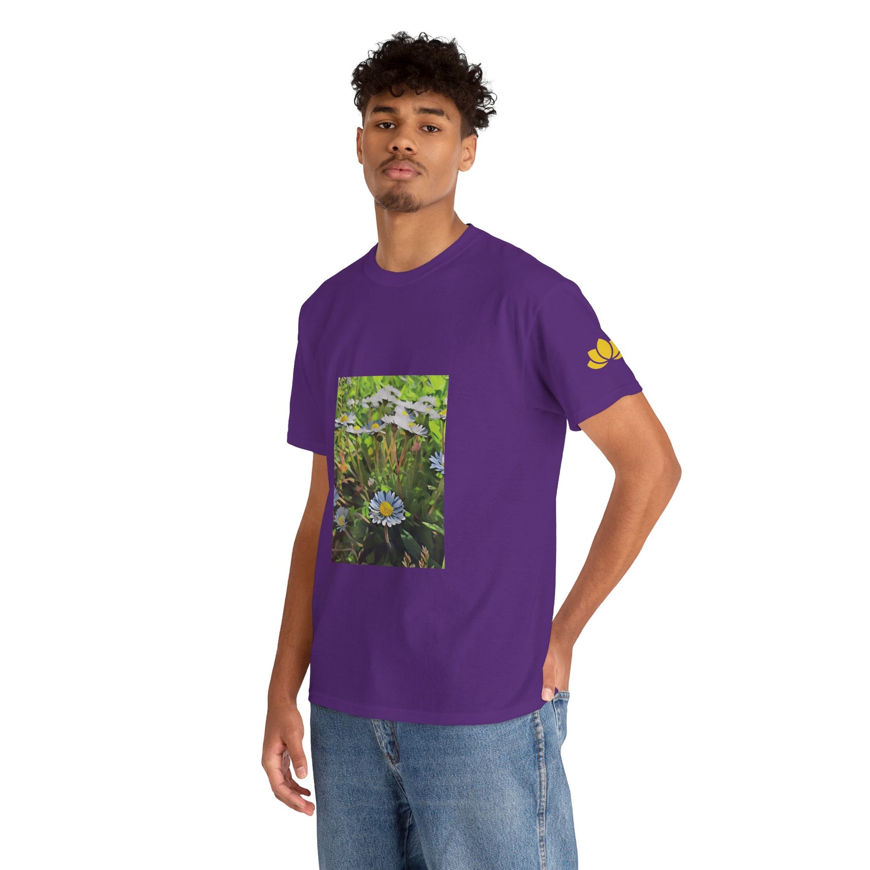 Unisex Heavy Cotton Tee - Poly Art - Flower of Daisies (Variant 1)
