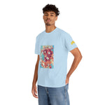 Unisex Heavy Cotton Tee - Poly Art - Flower of in sky blue and red