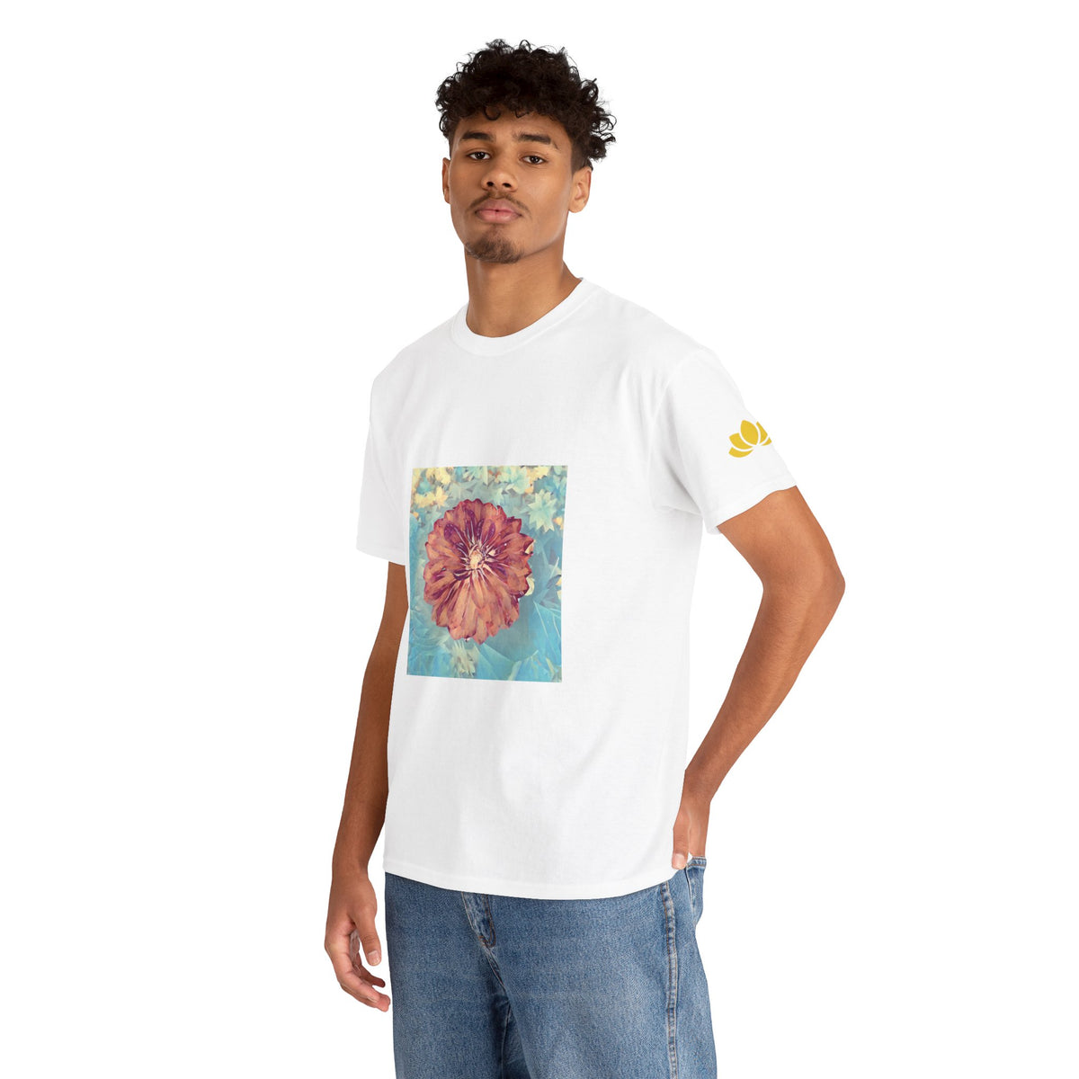 Unisex Heavy Cotton Tee - Poly Art - Flower of Dahlia (Variant 1)