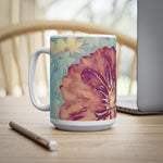 Ceramic White Cup 15oz - Poly Art - Flower of Dahlia (Variant 1)