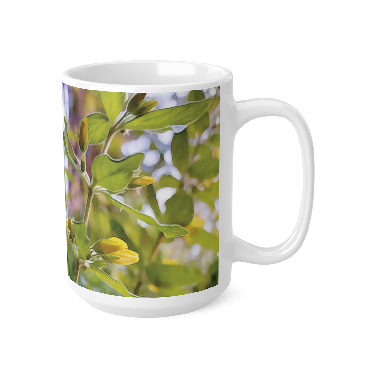 Ceramic White Cup 15oz - Flower of Lysimachia (Variant 2)