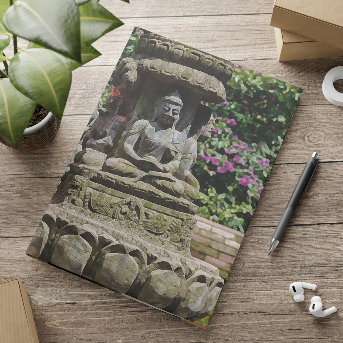 Hardcover Notebook with Puffy Covers - Nepal, Bodhisattvas Stone Sculptures