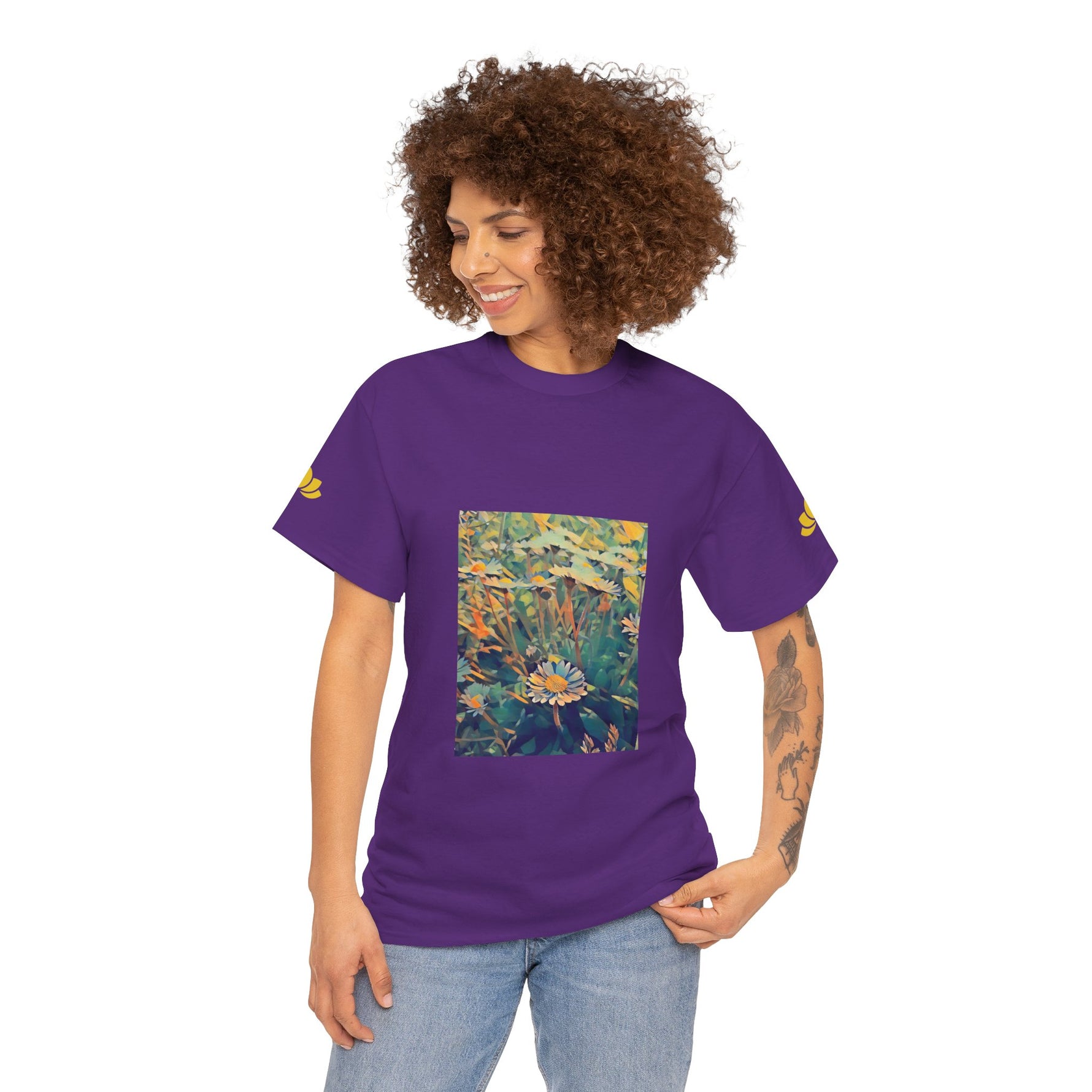 Unisex Heavy Cotton Tee - Poly Art - Flower of Daisies (Variant 2)