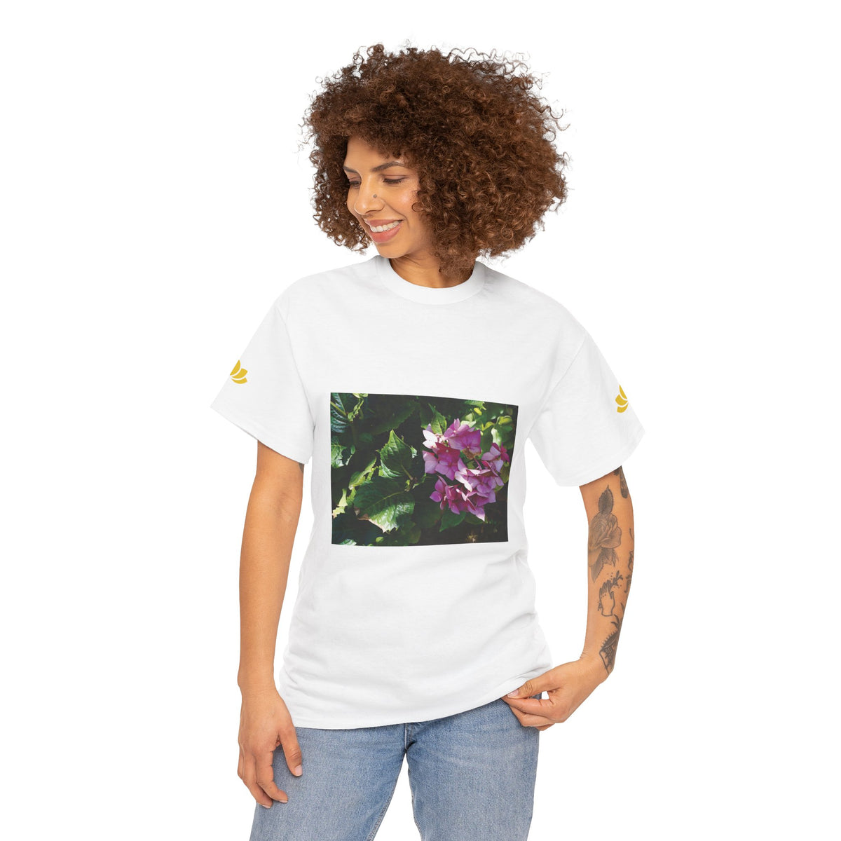 Unisex Heavy Cotton Tee - Flower of Ortensia/Hydrangea Macrophylla