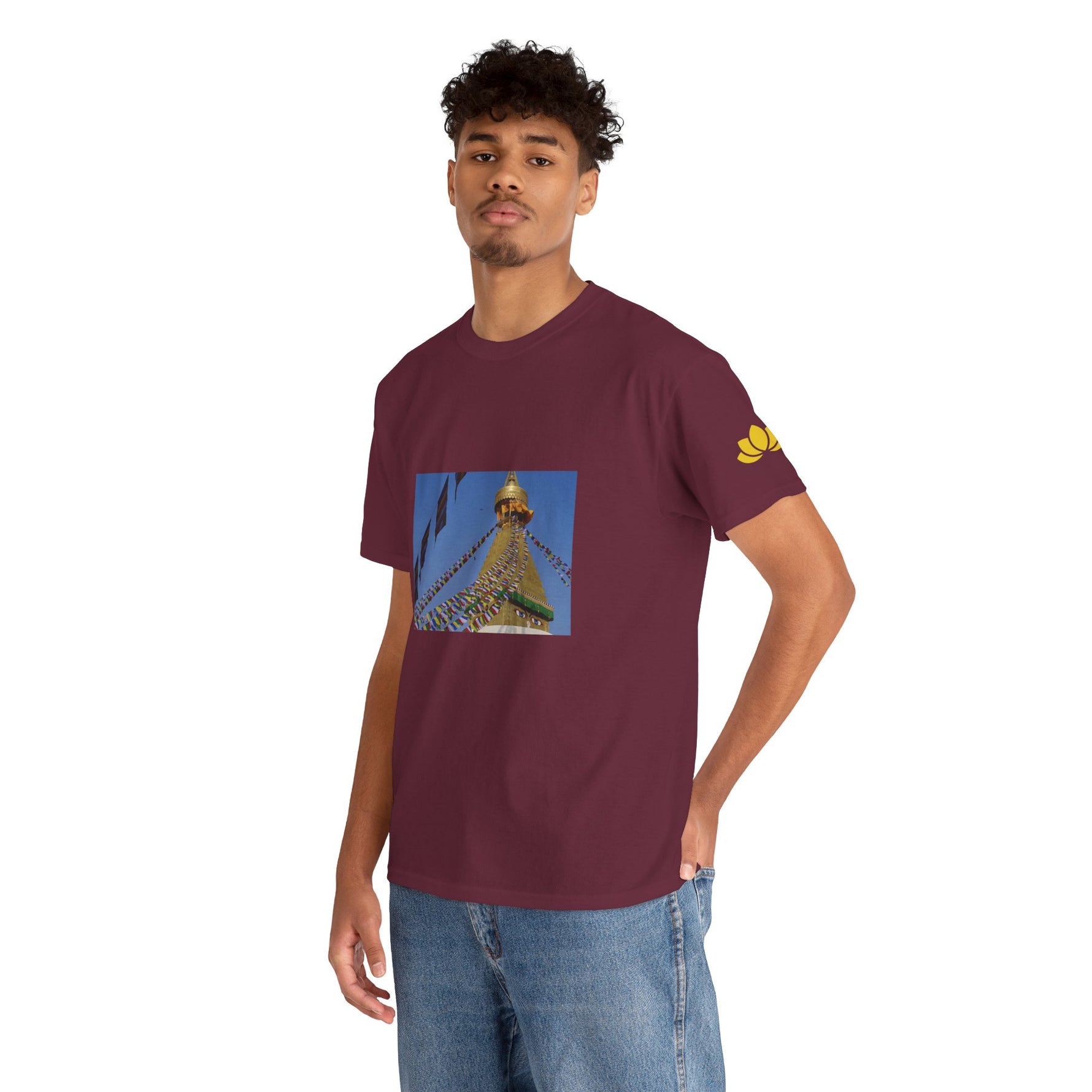 Unisex Heavy Cotton Tee - Nepal, Buddha's Eyes (Variant 2)