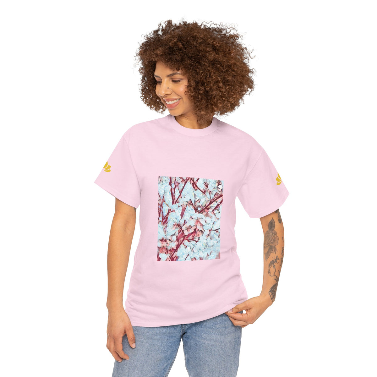 Unisex Heavy Cotton Tee - Poly Art - Apple's Tree Flower (Variant 4)