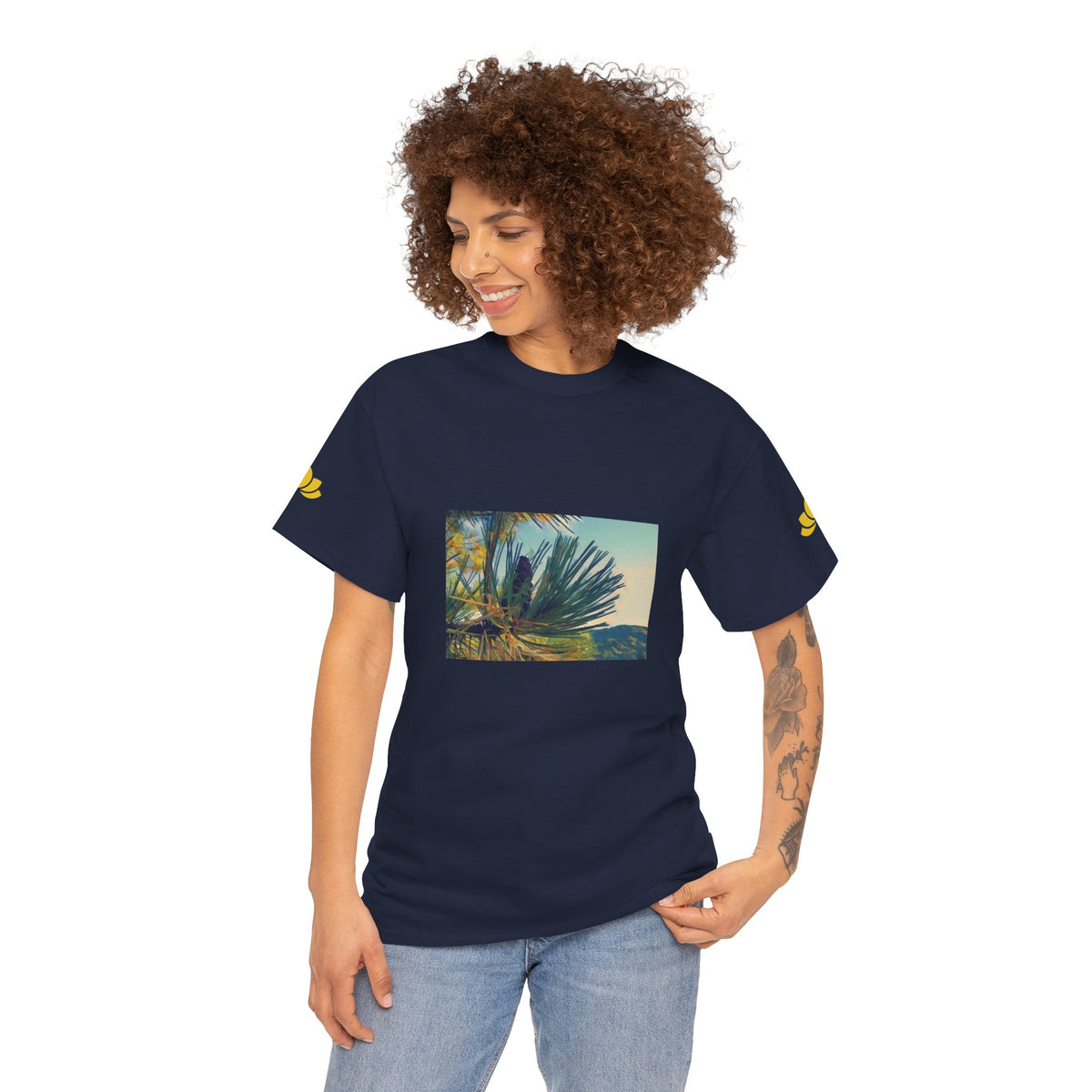 Unisex Heavy Cotton Tee - Poly Art - Fir Pinecone
