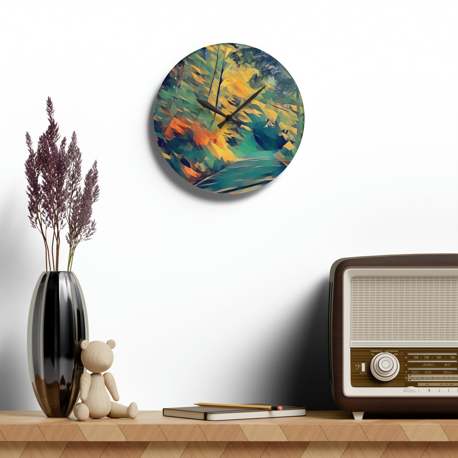 Acrylic Wall Clock - Poly Art - Forest (Variant 03)