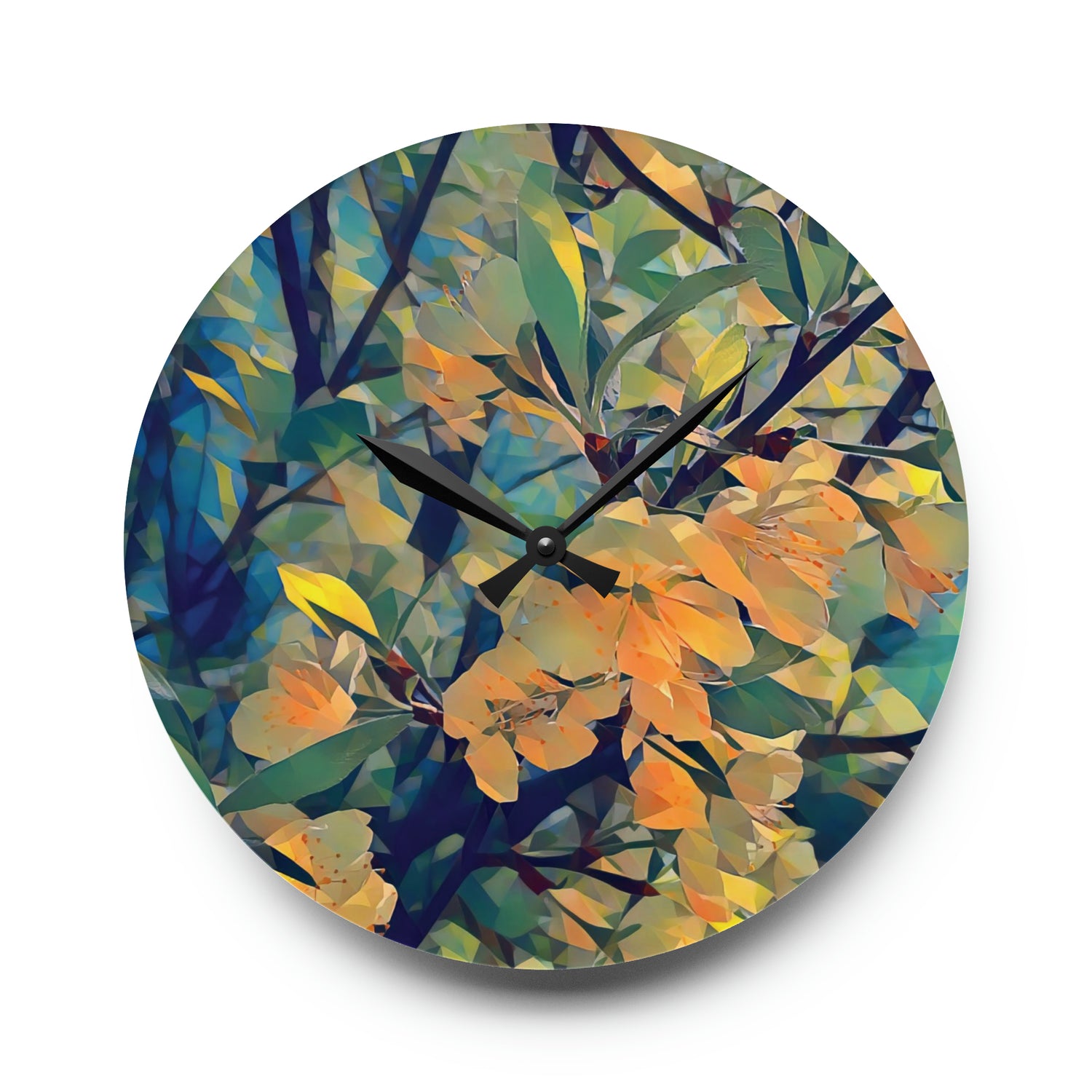 Acrylic Wall Clock - Poly Art - Apples' Tree Flower (Variant 2)